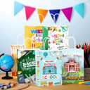 Zhanmai 24 Pcs Welcome Back to School Party Favors Bags for Gift Treat with Handle Colorful First Day of School Goodie Candy Paper Bags for Gifts Wrapping Party Decoration Supplies, 1 Count