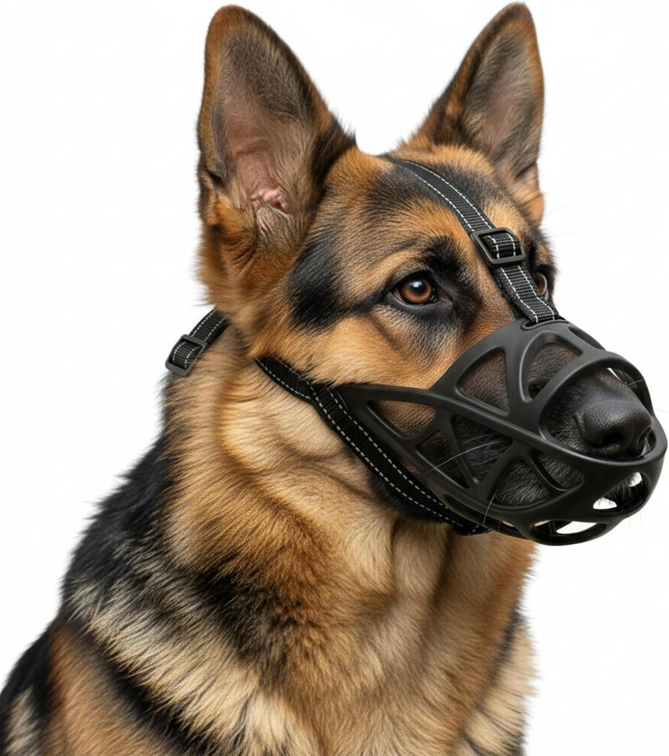 Dog Muzzle, Adjustable Pet Mask with Reflective, Breathable Pet Mask for Large Dogs, Medium Dogs, Small Dogs, Prevents Chewing and Biting, Durable Dog Muzzle that Allows Panting (L)