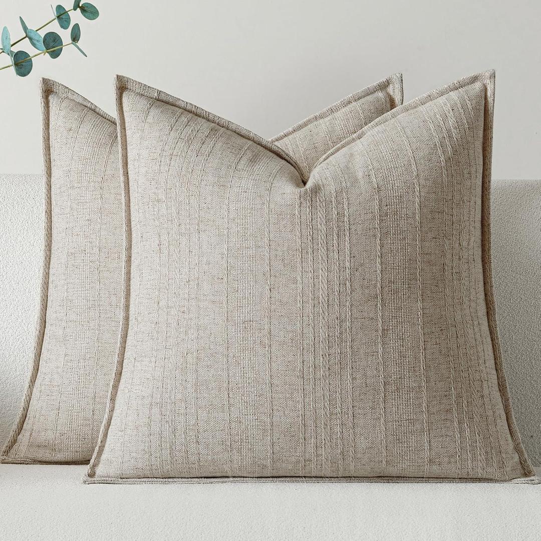 a moment Linen Pillow Covers Set of 2,Boho Farmhouse Throw Pillowcases Neutral Textured Decorative Covers for Couch Sofa Bed, Soft Linen Blend Accent Case Cushion Living Room Home Decor 20"x20"Khaki a moment Linen Pillow Covers Set of 2,Boho Farmhouse Throw Pillowcases Neutral Textured Decorative Covers for Couch Sofa Bed, Soft Linen Blend Accent Case Cushion Living Room Home Decor 20"x20"Khaki