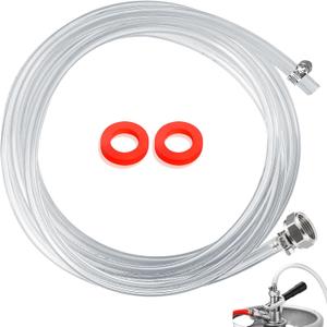 10ft Kegerator Beer Line Tubing 3/ 16" ID 7/ 16" OD Keg Lines Clear Vinyl PVC Tubing Keg Beer Line Replacement Kit with Barb Fitting Connector