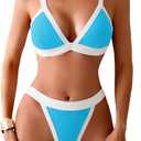 swimall Women's Triangle Bikini Set Sexy Brazilian Sporty Two Piece Swimsuit Cute Bathing Suit (Medium, 318 - Shell Blue)