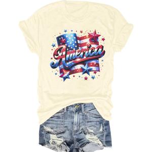 UNIQUEONE Sequin American Flag T Shirt Patriotic Shirts Women Oversize Veteran Shirt Short Sleeve Stars Stripes Top, M
