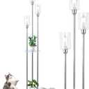 HMVPL Modern Floor Lamps for Living Room, Silver Floor Lamp for Bedroom with Acrylic Shelves, 3-Light Chrome Standing Lamp with Glass Shades, On/Off Foot Switch, Tall Lamp for Corner Office (66")