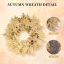 Artificial DIY Fall Wreath for Front Door - 18" Maple Leaf Autumn Wreath, Thanksgiving Decor for Indoor Outdoor Window Wall Door (Yellow)