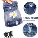 Pawstrip Dog Denim Jacket with Embroidered Daisy, Ripped Vintage Jean Vest for Small Dogs, Pugs, Chihuahuas, Spring Summer Fall Festival Outfit, Large (Fits Chest 15-16")