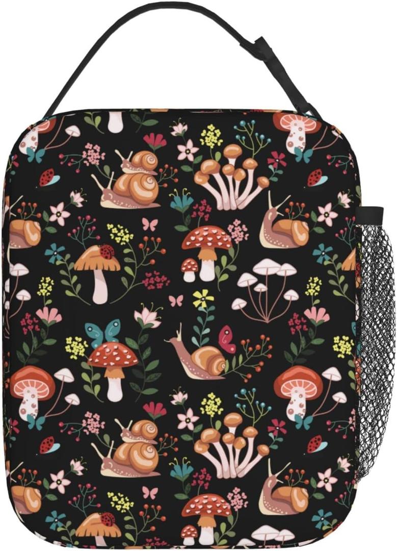 Gianlaima Mushroom Vintage Rustic Farmhouse Autumn Insulated Lunch Box For Women Man, Portable Lunch Bag Reusable Cooler Tote For Office Work Travel Picnic Camping Beach