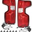 G-PLUS Tail Lights Assembly Rear Break Lamps Fit Chevy Silverado 1500 2019-2023/Fit Silverado 2500HD 3500HD 2020-2023,Fit Halogen Type Only, Not Fit w/Factory LED Tail Light, Left + Right Luces Traseras
