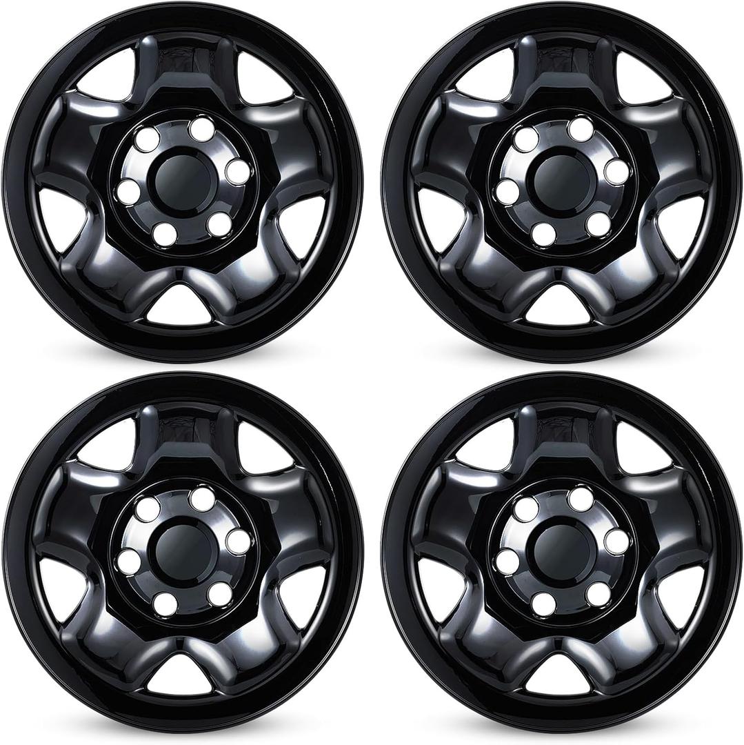 16 Inch Wheel Skins for 2005-2024 Toyota Tacoma Steel Wheels, ABS Plastic Glossy Black Cover Hubcap for 05-24 Tacoma Set of 4