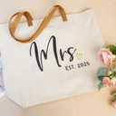 ELEGANTPARK Mrs Bag Mrs Gifts 2025 Bride Gifts Bride Tote Bag Wedding Bridal Shower Bachelorette Party Honeymoon Large Travel Canvas Totes with Zipper