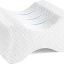LESUMI Memory Foam Knee Pillow, Sleeping Leg Pillow, for Side Sleepers & Pregnant Women - for Spinal Alignment, Relief Sciatica, Knee, Back, Leg & Hip Pain, with Washable Cover & Travel Bag, White