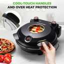 NutriChef Electric Pizza Oven | 1200W Countertop Pizza Maker with Temperature Control & Thermometer | Viewing Window for Precise Cooking | Heats up to 800F | Easy to Clean Non-Stick Coating (Black), 13.38" x 12.99" x 6.49"