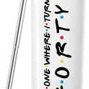 40th Birthday Gifts For Women 1982 Birthday Decorations For Women Female 12 oz Wine Tumbler Happy 40 Year Old Bday Presents For Bestie Friend Sister Woman White Wine Cup With Turn Forty Keychain