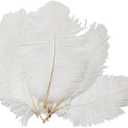 50PCS White Fullness Natural Ostrich Feathers DIY Craft Feather Home Decor for Wedding Sewing Crafts Costumes Decoration(15-20CM)