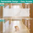 20 Inch Tall x 80 Inch Extra Wide Retractable Dog Gate for Large Openings, Easily Step Over Pet Gate, Short Dog Gate for Doorways Small Puppy Gate for Stairs Reinforced Mesh Gates Doggie Gates (White)