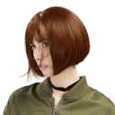 REECHO 11" Short Bob Wig with bangs Synthetic Hair for White Black Women Color: Linen