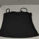 Trendy Queen Women's Double Lined Camisole Tank Tops - Adjustable Spaghetti Strap Sleeveless Top, Basic Tank for Layering (Large, Black)