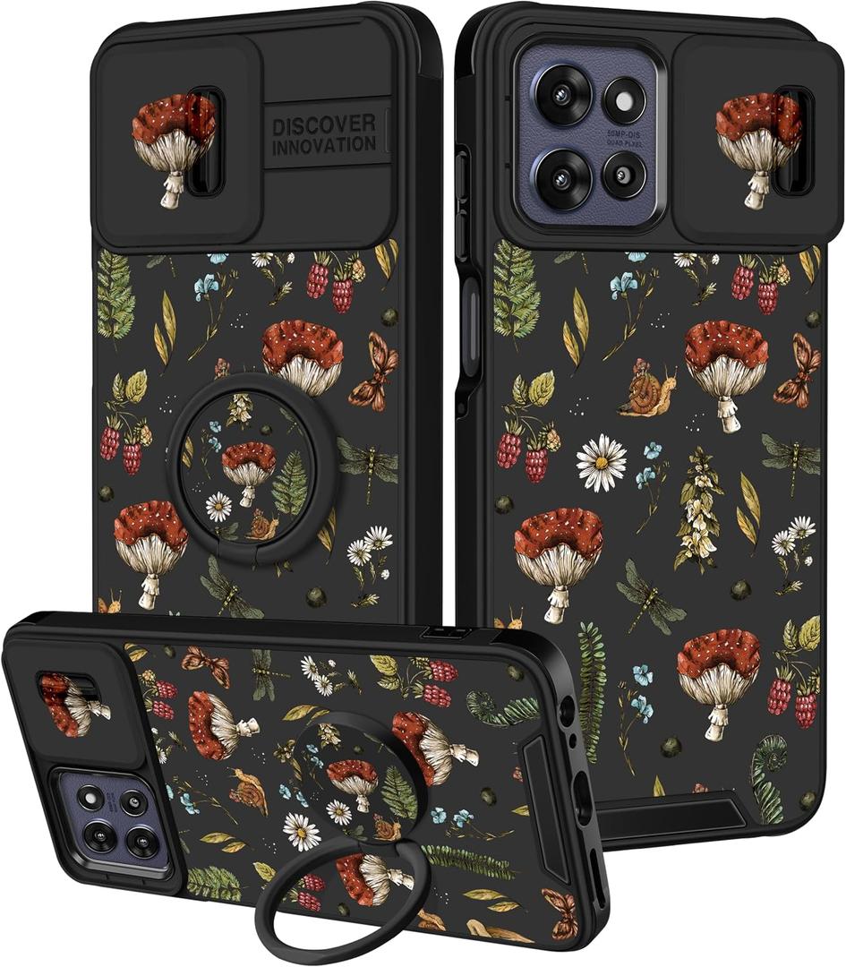 for Moto G Power 2026,for Moto G Power 2025/Play 5G 2025 Case - Women Girls Phone Cover Slide Camera with Ring Stand Holder Funda for Motorola G Power 2025/Paly 2025/G Power 2026,Plants
