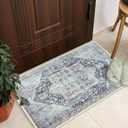 GLN Rugs Vintage Collection - Machine Washable Area Rug, Vintage Washable, Non Slip, Low Pile Rug, Living Room, Bedroom, Bathroom Rug - Easy Clean (2'x3' Brown and Gray)