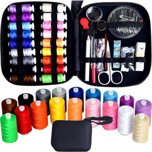 Sewing Kit with Case Portable Sewing Supplies for Home Traveler, Adults, Beginner, Emergency, Contains 18 Sewing Thread, Scissors, Needles, Measure  (Black)