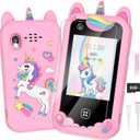 Kids Smart Phone for Girls Ages 3-8, Toy Cell Phone for Kids, Christmas Birthday Gifts for Girls, Toddler Learning Play Toy Phone with Touchscreen, Dual Camera, Game, Music, Story, 8GB SD Card
