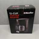 Mueller 12-Cup Drip Coffee Maker - Borosilicate Carafe, Auto-Off, Reusable Filter, Anti-Drip, Keep-Warm Function, Clear Water Level Window Coffee Machine, Kitchen Essentials & Accessories (Black)