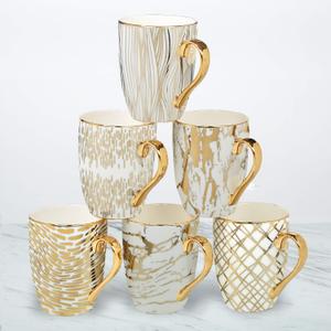 Matrix Gold Porcelain Coffee & Tea Mug Set Premium Fine Porcelain with Elegant Gold-Plated Finish, Luxury Drinkware for Everyday Dining, Entertaining & Special Occasions