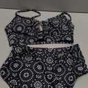 Herseas Women's U Wire Two Piece Bikini Sets Floral Print Swim Suits Cute Push Up Bikini Top High Waisted Bottom Flattering Bathing Suit Swim Outfits Summer Black Laser Dot Medium