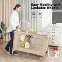 Pack and Play with Changing Table & Carry Bag, 4-in-1 Portable Crib Playpen for Newborn to Toddler, ASTM Certified Foldable Travel Crib with Bassinet(C-Khaki)