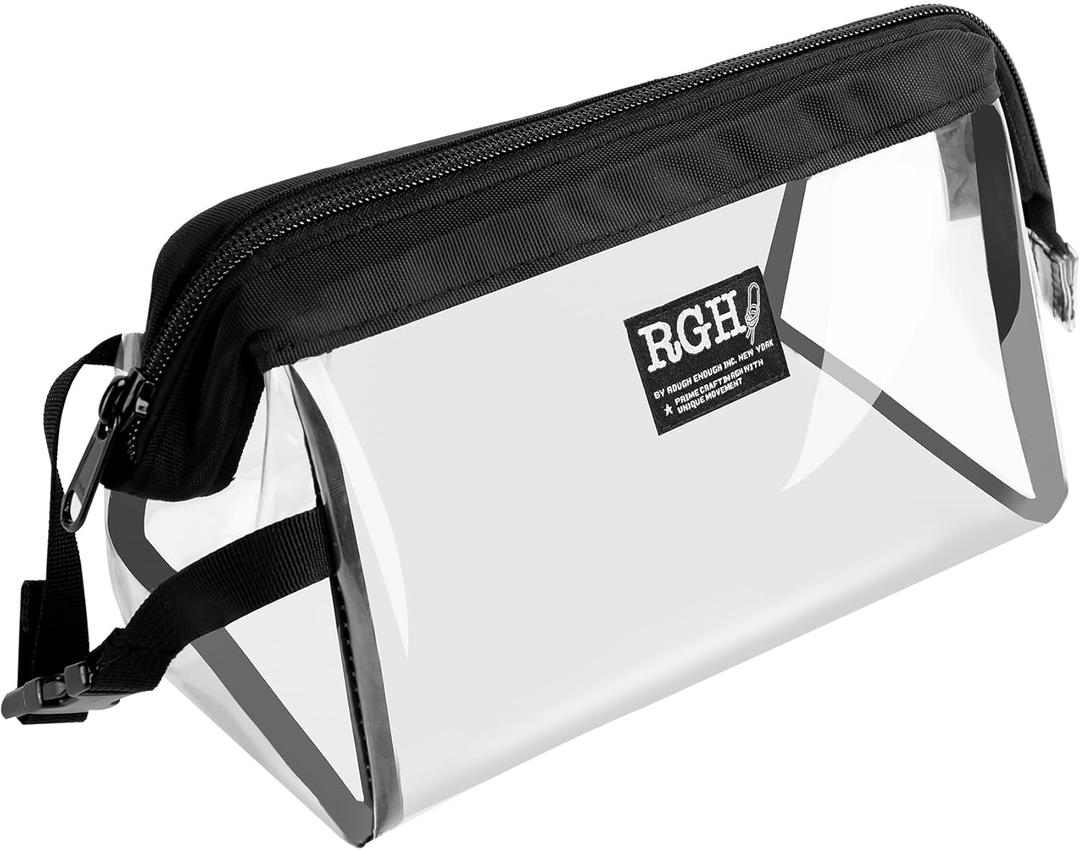 Rough Enough Clear Toiletry Bags for Traveling Leakproof Shaving Kit Cosmetic Organizer Bag for Women Men