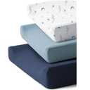 3 Pack Muslin Cotton Changing Pad Covers for Girl, Boy, 100% Soft Changing Table Cover, Breathable Baby Nursery Diaper Chang Pad Sheets (Nightfall Blue)