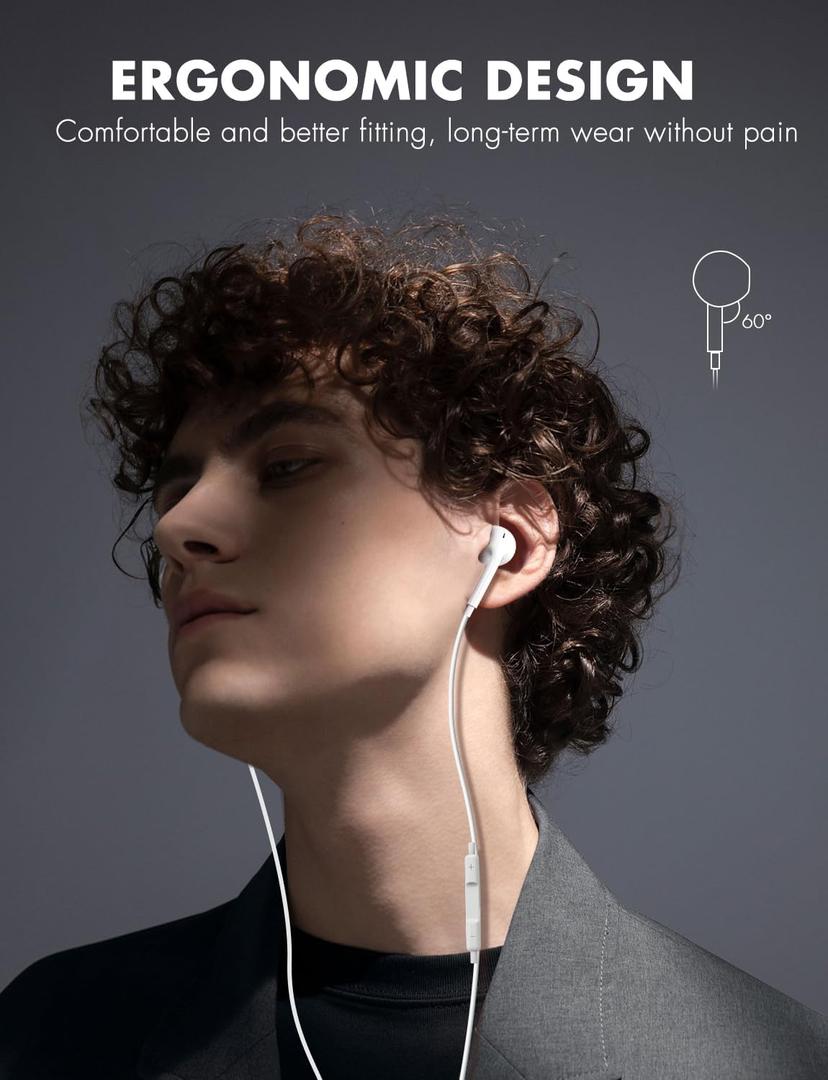Antool Wired Earbuds,Ultra Clear Calls & no Noise Headphones Earbuds Wired 3.5mm, in-Ear Earphones with Mic, Compatible with iPhone/iPad/Android/Laptop/PC 1 Pack