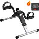 Folding Pedal Exerciser, Mini Under Desk Bike - Portable Foot Hand Cycle Peddler Machine Bicycle Exerciser for Arm Leg While Sitting (Silver)