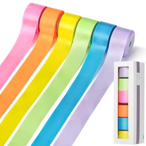 Mr. Pen- Satin Ribbon, 6 Rolls, 1 Inch, 5 Yards/Roll, Colorful Satin Ribbon 1 Inch