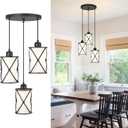 3-Light Dining Room Chandelier Light Fixtures, Black Pendant Lighting with Frosted Glass, Modern Kitchen Island Cluster Hanging Pendant Lights for Sink, CH9176BKW3