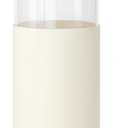 SANDJEST Glass Water Bottle with Silicone Sleeve and Straw Lid 20oz for Girls Women, Glass Drinking Bottles for Travel Home Gym Sports (Ivory Cream)