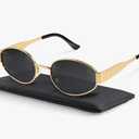 livho Retro Polarized Sunglasses - UV400 Protection, Oval Shape, Metal Frames - Matching Soft Case Inlcuded
Color: Grey/Gold
