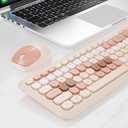 Nowlike Wireless Keyboard and Mouse Combo, Retro Typewriter Keyboard with Round Keycaps, Full-Size Ergonomic, Brown, Ideal for Windows PC, Home, Office, and College, Wireless Keyboard Mouse Combo