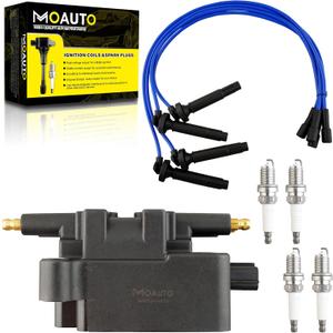 Set of 1 Ignition Coils Pack UF240 & 4 PCS Iridium Spark Plugs with Wire Set Compatible with Subaru Forester Outback Subaru Legacy Impreza - H4 2.5L
