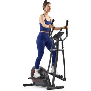 Sunny Health & Fitness Smart Upright Elliptical w/Pulse Sensor Built-in, Indoor Full-Body Cross-Training & Cardio Exercise Machine for Home, Free SunnyFit App Connection, Optional Long Stride Length
