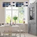 Emvency 2 Pack Valances Window Treatments, Blue and Grey Abstract Modern Art Blackout Drapes Adjustable Curtain for Windows Living Room Kitchen Over Sink, 52x18 Inch Rod Pocket Valances