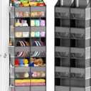 Over The Door Organizer with 5 Shelves, 9 Compartments + 10 Side Pockets, 90+ lbs Weight Capacity, Heavy-Duty Behind the Door Organizer Hanging Closet Organizer and Storage for Room Essentials (Grey)