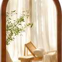 Arched Mirror 24 x 36 Inch,Walnut Brown Wood Rustic Bathroom Wall Mirror
