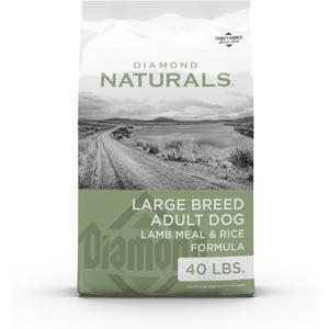Diamond Naturals Large Breed Adult Dry Dog Food Lamb Meal and Rice Formula with Protein from Real Lamb, Probiotics and Essential Nutrients to Support Balanced and Overall Health in Adult Dogs 40lb (EXP 03/20/27)