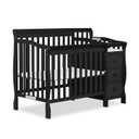Dream On Me Jayden 4in1 Mini Convertible Baby Crib & Changer with Storage in Black, Pinewood, GreenGuard Gold & JPMA, 1 Mattress Pad, 3 Mattress Heights, Converts to Mini Day & Twin-Size Bed
