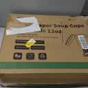 50 Pack Soup Containers with Lids, Disposable and Biodegradable Ice Cream Cups Kraft 12oz Paper Soup Bowls with Lids for Hot Drinking, Food, and Ice Cream (50 sets, 12 Oz)