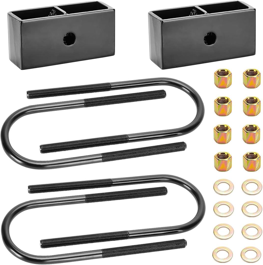 2" Rear Blocks Lift Leveling kit for Dodge Ram 1500 2500 3500 2002-2010 2WD 4WD, 2in Rear Leveling Kits with 9/16 Extended Round U-Bolts