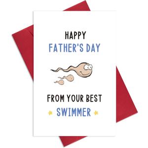 2 x Ogeby Rude Father’s Day Card Gifts from Daughter Son, Funny Father’s Day Card Gift for Dad, Happy Father’s Day from Your Best Swimmer