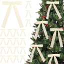 SIMISI RIBBON 24 Pcs Champagne Velvet Bows Christmas Tree Ornaments Vintage Ribbon Bow for Tree Garland Wreath Rustic Crafts Gift Indoor Outdoor Xmas Decorations