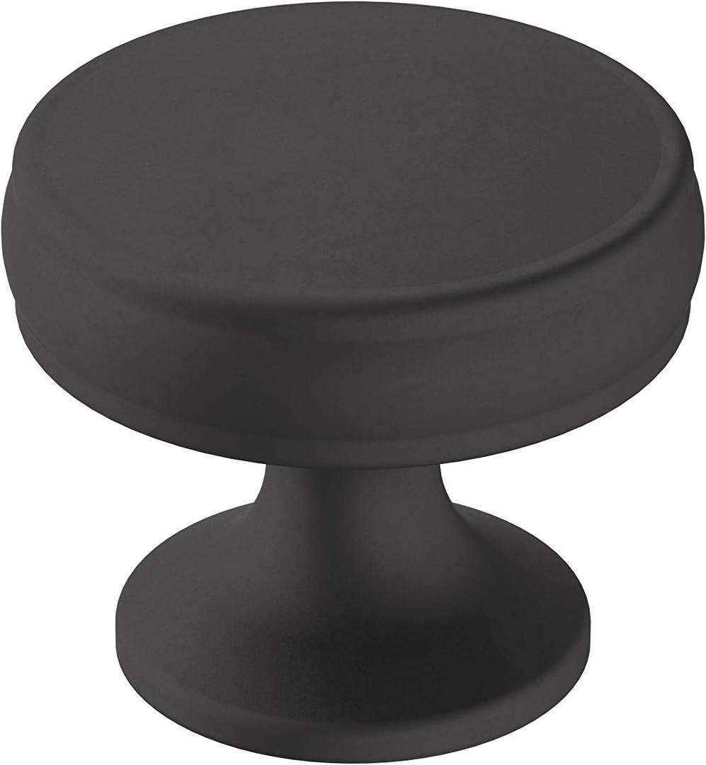 Amerock | Cabinet Knob | Matte Black | 1-1/4 inch (32 mm) Diameter | Renown | 1 Pack | Drawer Knob | Cabinet Hardware