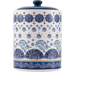 Bico Blue Talavera Ceramic Air Tight 9 inch Cookie jar, for holding coffee, powder, tea, spices, Microwave and Dishwasher Safe